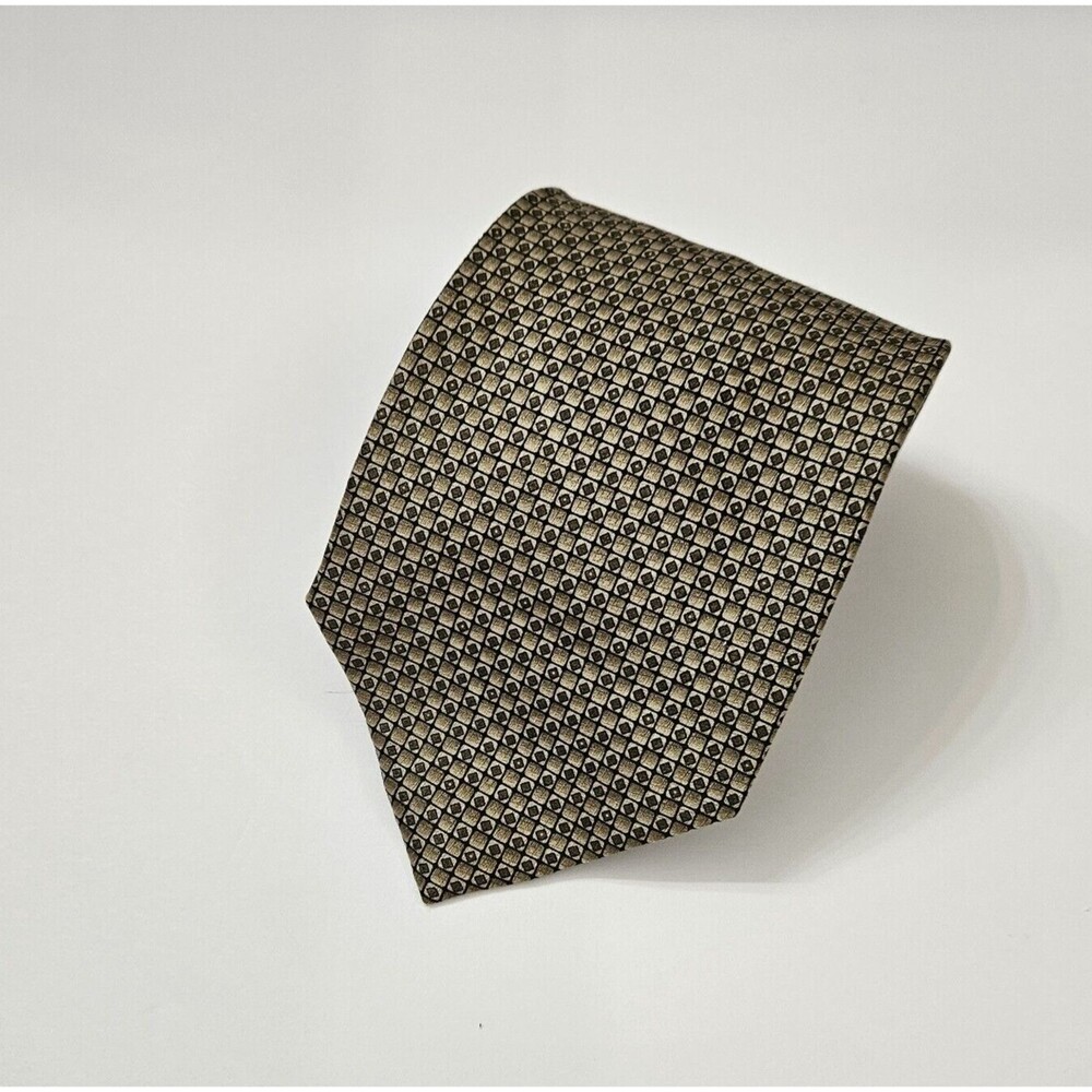 Kenneth Cole Reaction Mens Slim Silk Necktie Brown Black Diamond Pattern 59"x 4"